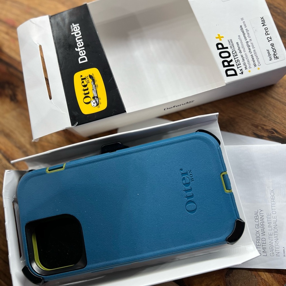 Black Otterbox Defender case with belt clip for iPhone 12 Pro Max